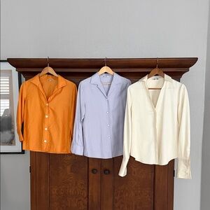 Loro Piana Women’s Orange, Light Blue, and Cream Shirt Set